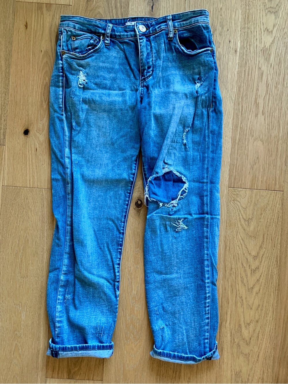 STS Blue Distressed Boyfriend Jeans in Light Blue Wash